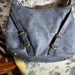 Patricia Nash Elia leather Denim Hobo Bag